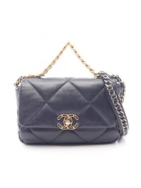 Chanel Shoulder Bag 19 D'isneuf Quilted 2-Way Navy Lambskin 19 Chain